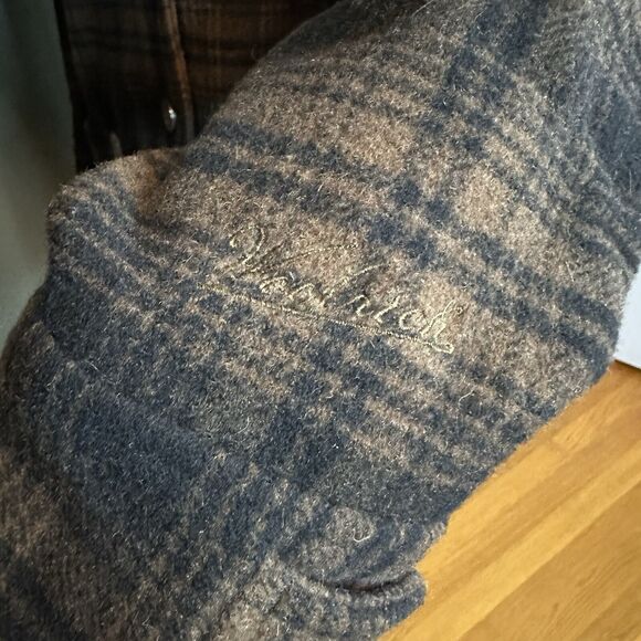 Woolrich‎ Brown Black Dark Bridle Plaid Coat Jacket M Medium Wool Blend - Picture 3 of 10